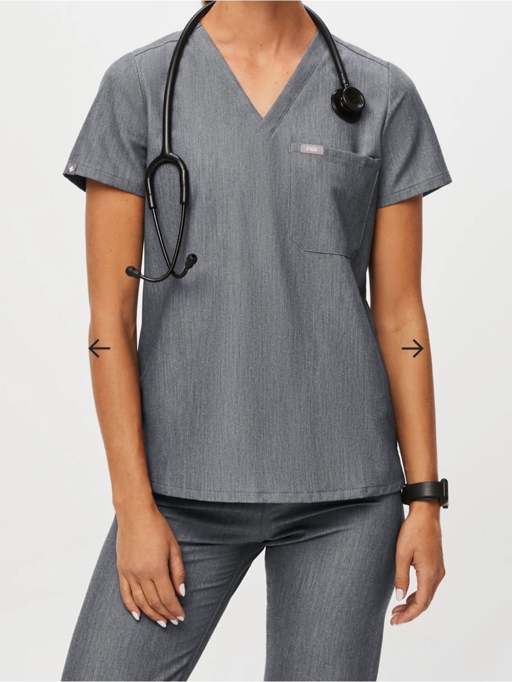 Figs Women's V-Neck Scrub Top in Gray